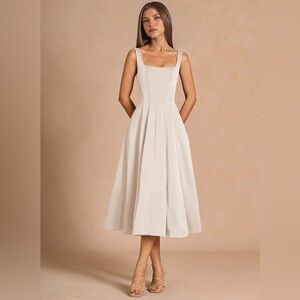 AZAZIE Nola Cream Midi Dress size 14
